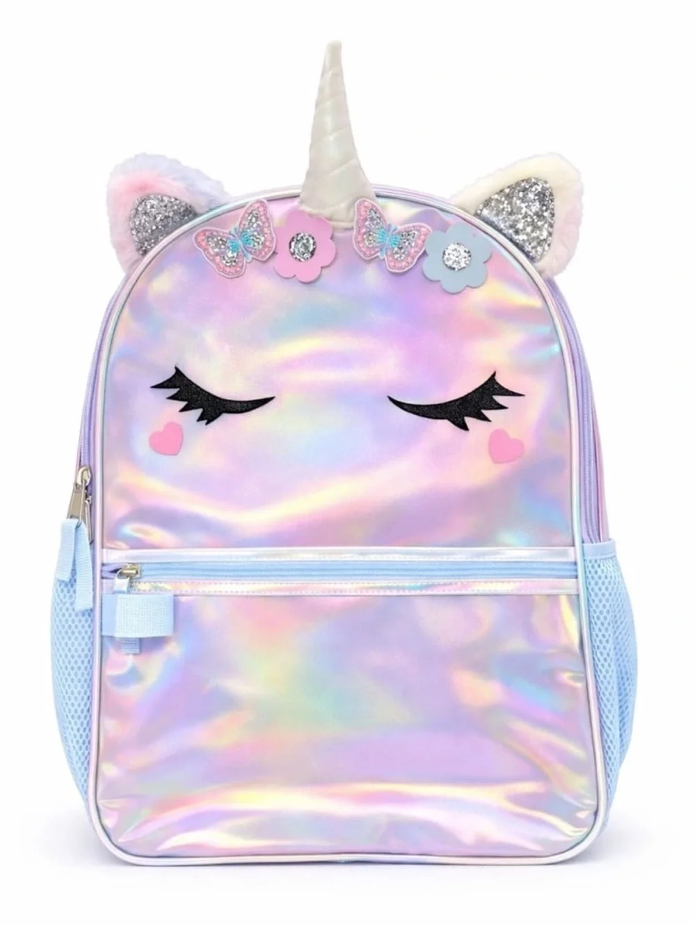 Unicorn Holographic Kids Backpack and Lunch Bag Set - Purple W1